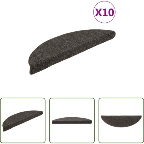 Tapetes para escaleras -  Felpudos autoadhesivos para escaleras, 10 unidades, 56 x 17 x 3 cm, antracita, semicirculares