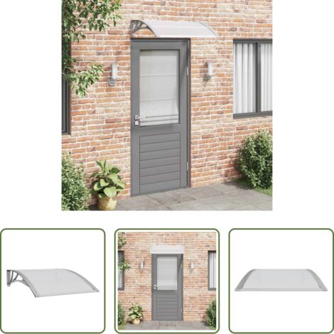 Toldo de policarbonato -  Marquesina para puerta gris y transparente 100x75 cm policarbonato