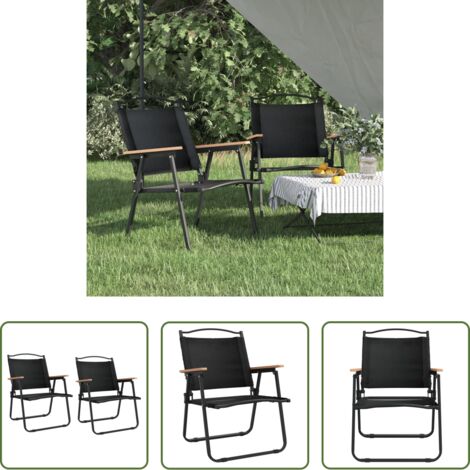 Sillas de picnic -  Sillas de camping 2 uds tela Oxford negro 54x55x78 cm