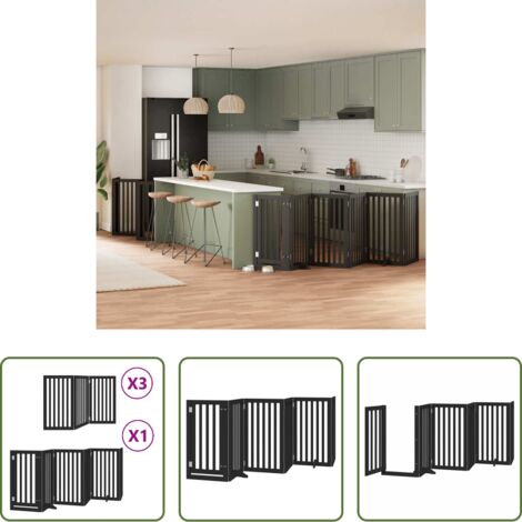 Puerta plegable para perros -  Puerta de perros plegable 15 paneles madera álamo negra 750 cm