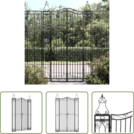 Puerta de hierro forjado - Puerta de jardín de hierro forjado negro 121x8x200 cm
