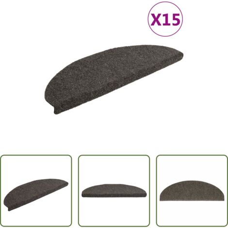 Felpudo autoadhesivo -  Felpudos autoadhesivos para escaleras, 15 unidades, antracita, 65 x 21 x 4 cm, semicirculares, grandes