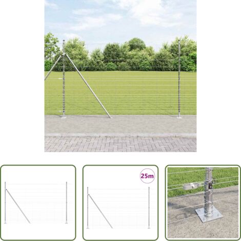 Cerca galvanizada -  Poste de Valla Galvanizado 25 x 1,6 m Acero