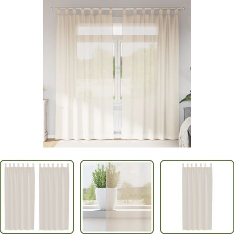 Cortinas semitransparentes -  Cortinas de gasa con trabillas 2 uds. crema