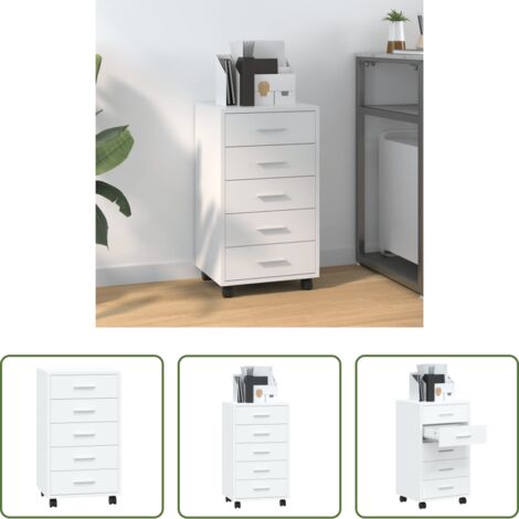 Almacenamiento oficina -  Cajonera con ruedas madera contrachapada blanco brillante