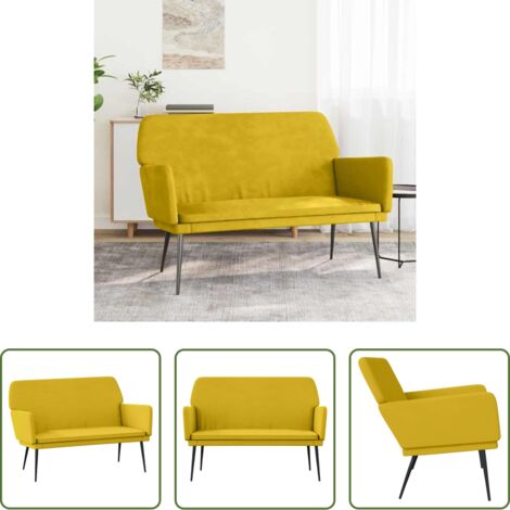 Banco amarillo -  Banco de terciopelo amarillo 108x79x79 cm