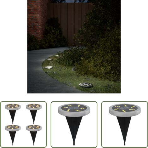 Luces solares exteriores -  Luces solares suelo jardín con picos tierra blanco cálido 4 uds