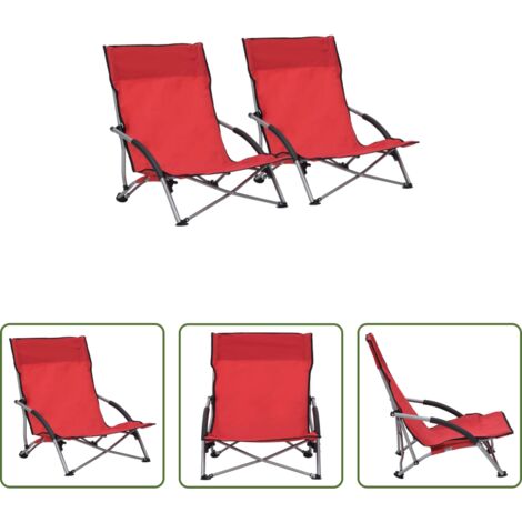 Sillas de jardín -  Sillas de playa plegables 2 unidades tela rojo