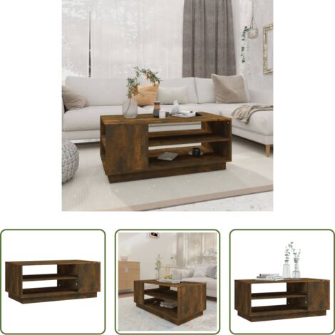 Mesa de salón -  Mesa de centro madera de ingeniería roble ahumado 102x55x43 cm