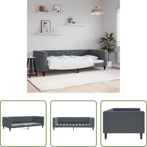 Sofá cama 2 en 1 - Sofá cama terciopelo gris oscuro 90x190 cm