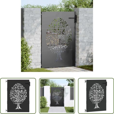 Cerradura de pestillo - Puerta de jardín con cerradura Negro 85 x 125 cm