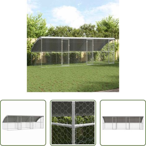 Perrera exterior - Refugio para perros 3 pcs Plateado 6 x 2 x 2 m