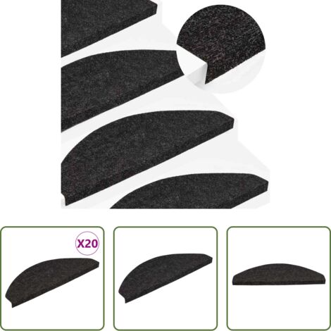 Alfombra antideslizante -  Alfombrilla autoadhesiva escalera 20uds antracita 65x22,5x3,5cm