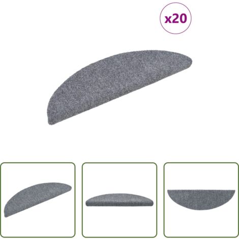 Tapetes para escaleras -  Felpudos autoadhesivos para escaleras, 20 unidades, 56 x 17 x 3 cm, gris claro, semicirculares