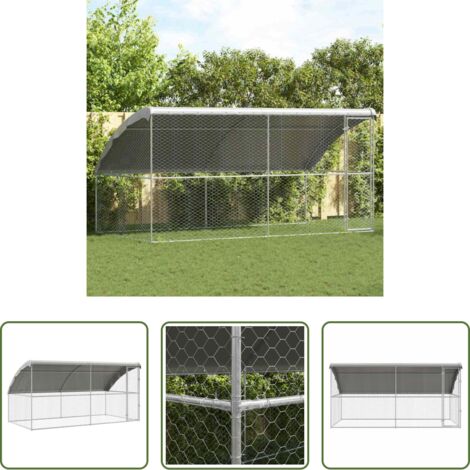 Perrera exterior - Refugio para perros 2 pcs Plateado 4 x 2 x 2 m