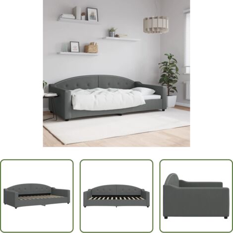 Sofá cama sin colchón - Sofá cama sin colchón tela gris oscuro 100x200 cm