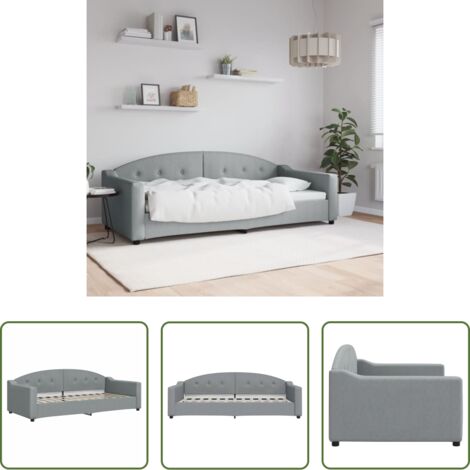 Sofá cama sin colchón - Sofá cama sin colchón tela gris claro 90x200 cm