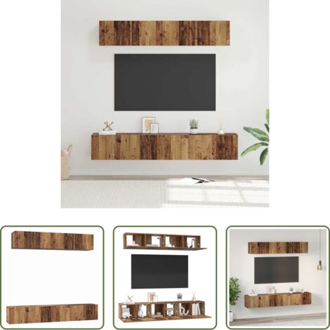 Armario colgante -  Conjunto de mueble de TV Montaje en la pared 5 pcs Madera Vieja