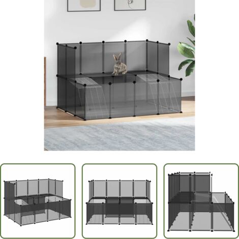 Jaula para conejos -  Jaula de animales pequeños negro 143x107x93 cm PP y acero