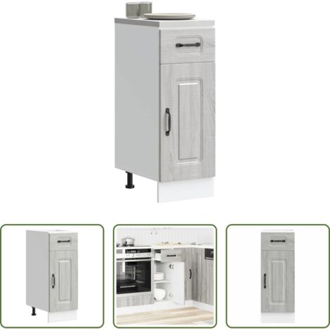Almacenamiento bajo cocina -  Mueble bajo de cocina Kalmar gris sonoma madera de ingeniería
