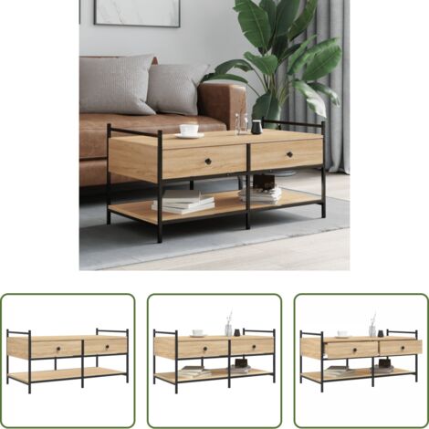 Mesa de salón -  Mesa de centro madera de ingeniería roble Sonoma 99x50x50 cm