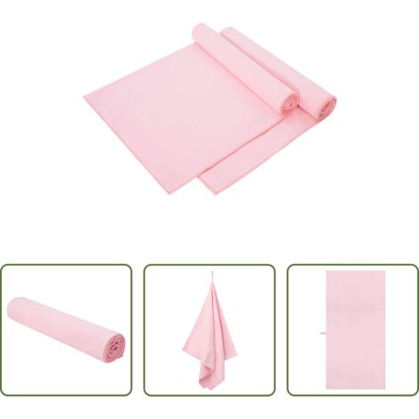Toallas para el gimnasio - Toallas Deportivas 2 pcs Rosa 140 x 70 cm Poliéster y Poliamida