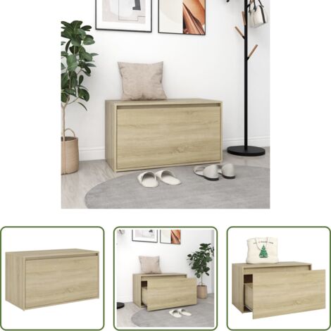 Banco de almacenamiento -  Banco pasillo madera de ingeniería roble Sonoma 80x40x45 cm