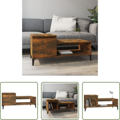 Mesa de salón -  Mesa de centro madera contrachapada roble ahumado 100x50x45 cm