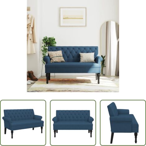 Banco azul -  Banco con respaldo tela azul 120x62x75,5 cm