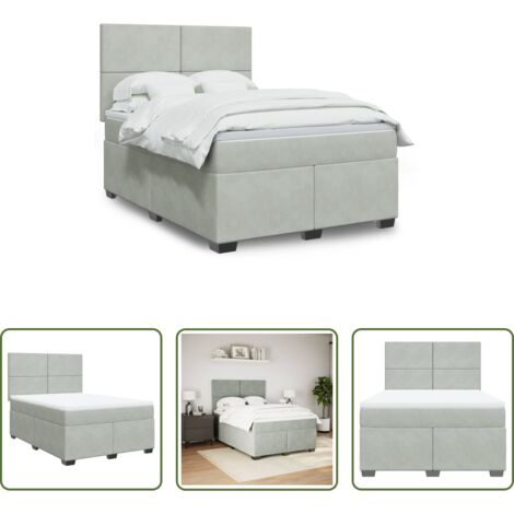 vidaXL Cama box spring - Cama box spring con colchón terciopelo gris ...
