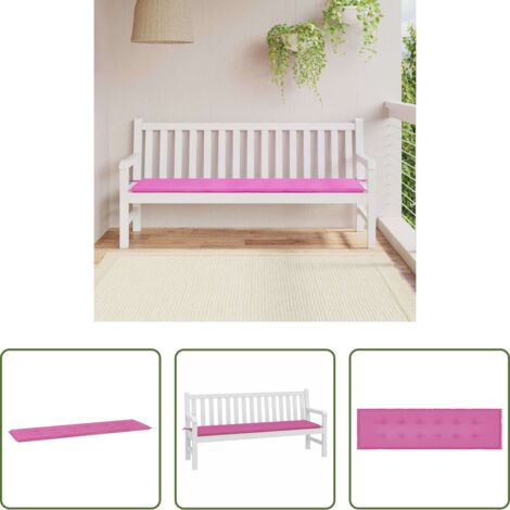 Cojín de jardín -  Cojín de Banco Liso Rosa 150 x 50 x 3 cm Tela Oxford