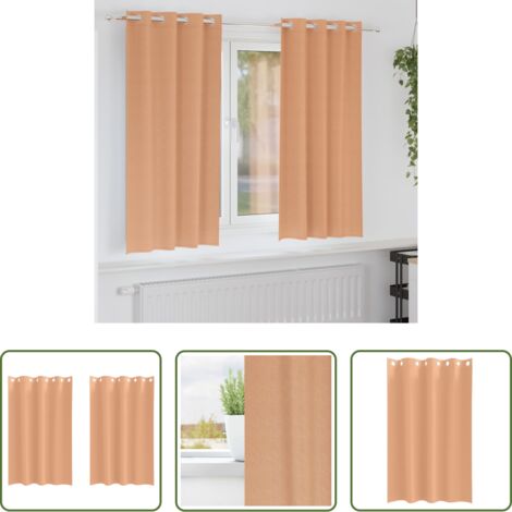 Cortinas blackout -  Cortinas Opacas con Anillas 2 pcs Marrón Claro 175 x 140 cm