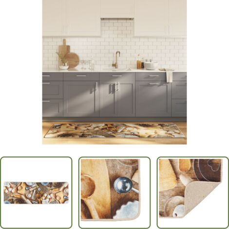 vidaXL Alfombra antideslizante -  Alfombra de cocina lavable multicolor 60x180 cm