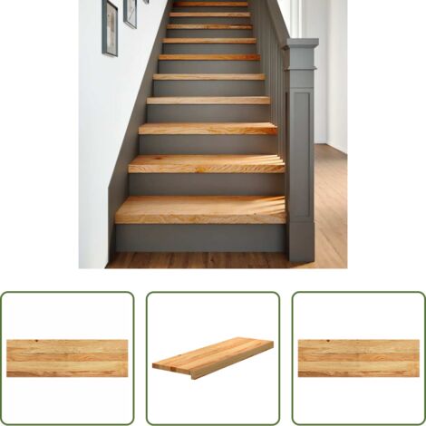 Peldaños de madera -  Peldaños de escalera 2 uds madera maciza roble marrón claro