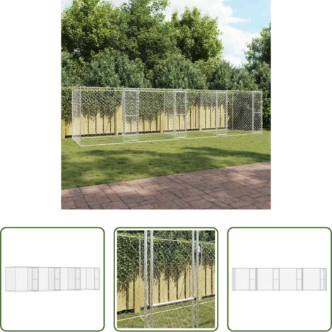 Jaula para perros -  Jaula para perro Plateado 800 x 200 x 200 cm Acero Galvanizado
