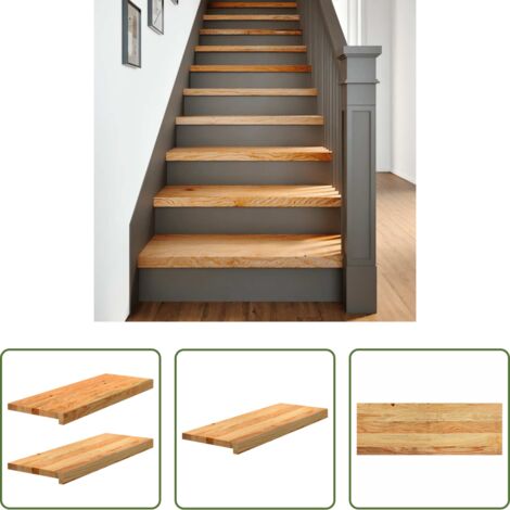 Peldaños de madera -  Peldaños de escalera 2 uds madera maciza roble marrón claro