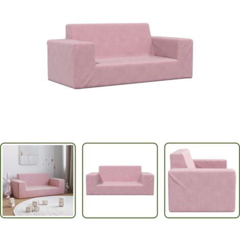 Sofá infantil -  Sofá para niños de 2 plazas de felpa suave rosa