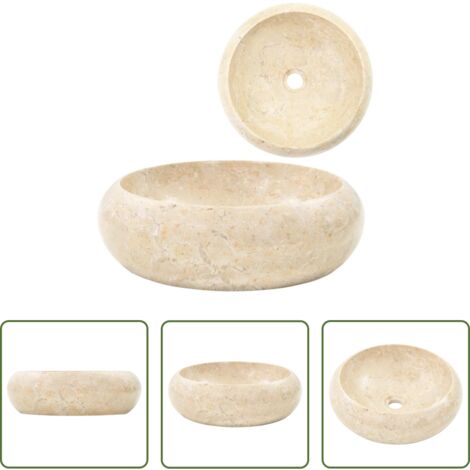Lavabo redondo -  Lavabo de mármol crema 40x12 cm