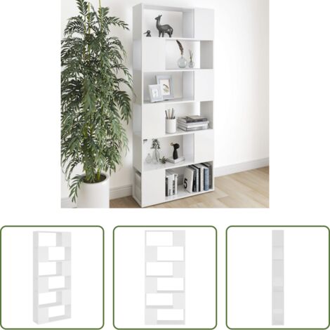 vidaXL Separador de ambientes - Librería separador madera contrachapada blanco 80x24x186 cm