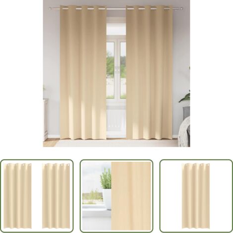 vidaXL Cortinas con aros -  Cortinas Opacas con Anillas 2 pcs Crema 245 x 140 cm Poliéster