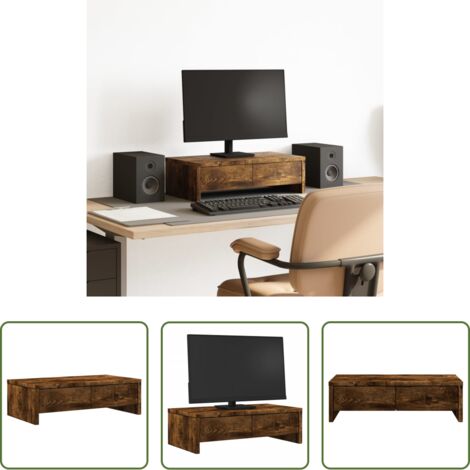 Cajón -  Soporte de monitor cajones madera roble ahumado 50x27x15 cm