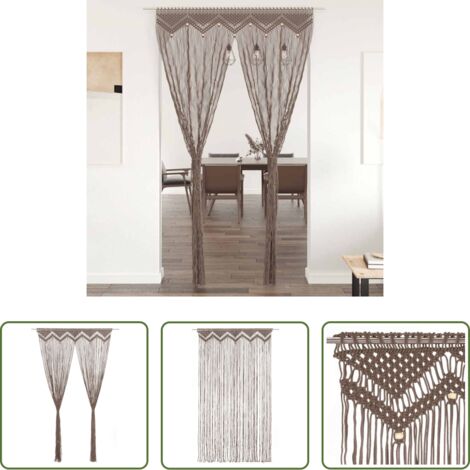 vidaXL Cortinas de puerta -  Cortina de macramé algodón gris taupé 140x240 cm