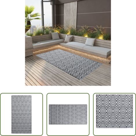vidaXL Alfombra de terraza -  Alfombra de exterior ARAKIL blanca y negra 160x230 cm PP