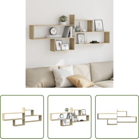 vidaXL Estantería de roble -  Estantería pared madera ingeniería roble Sonoma 167,5x18x68 cm