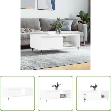 Madera contrachapada -  Mesa de centro madera contrachapada blanco 90x50x36,5 cm