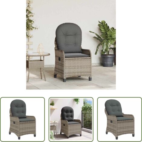 Silla de jardín -  Sillón reclinable Gris 56 x 66 x 95 cm ratán sintético