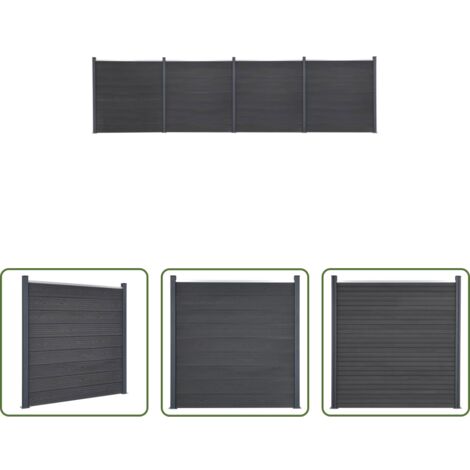 vidaXL Valla WPC -  Juego de paneles de valla WPC gris 699x186 cm