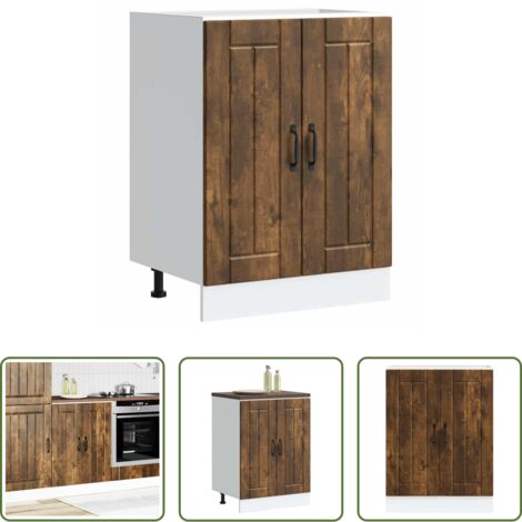 Cocina -  Mueble bajo fregadero Lucca madera contrachapada roble ahumado