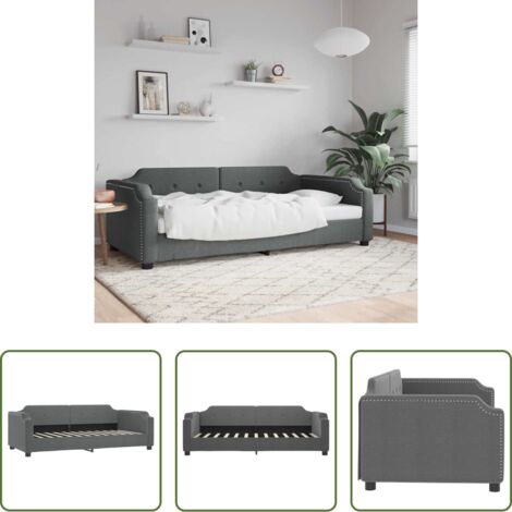 Sofá cama sin colchón - Sofá cama sin colchón tela gris oscuro 80x200 cm