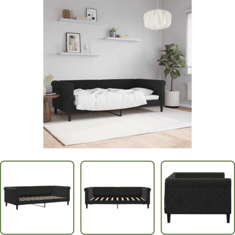 Sofá cama sin colchón -  Sofá cama sin colchón terciopelo negro 90x190 cm
